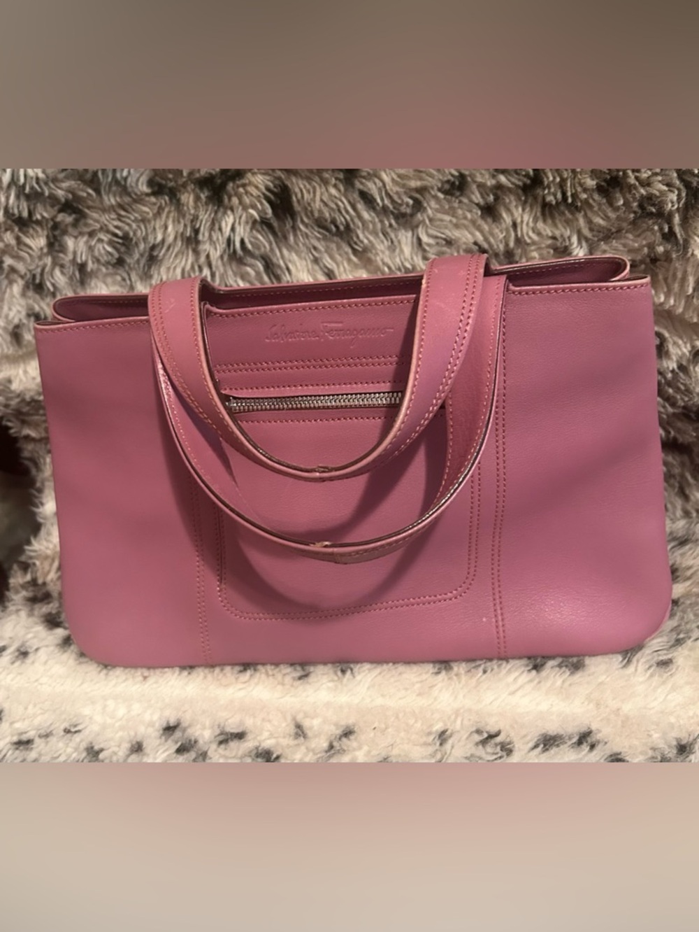 Salvatore Ferragamo Pink Leather Tote with Exterior Zip